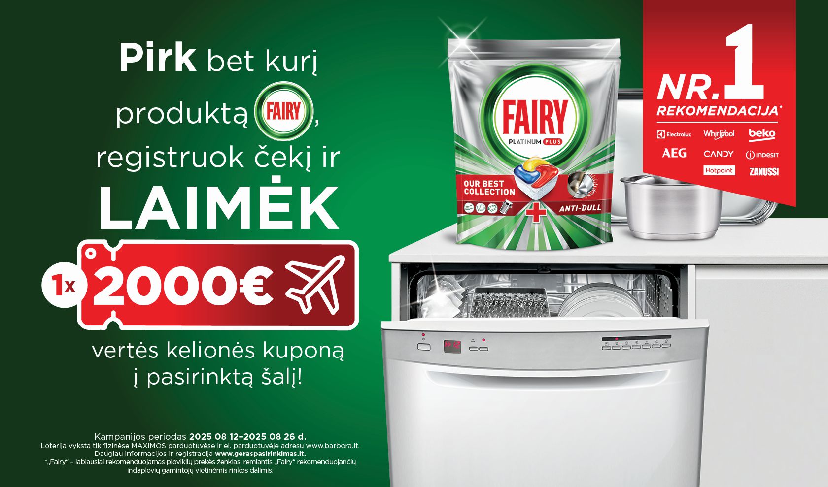 Pirk FAIRY ir laimėk 2000 eurų kelionės kuponą!